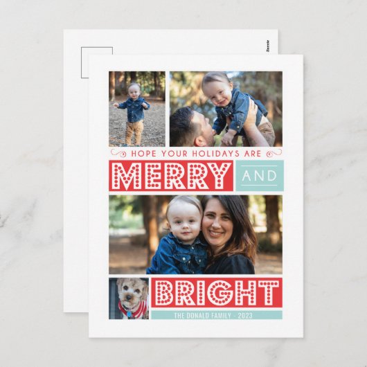 Vet Merry en Bright Feestdagenkaart (Voorkant / Achterkant)