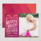 Vet Merry en Bright Geometrische foto Feestdagenkaart (Voorkant / Achterkant)