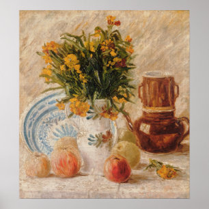  vet met bloemen Coffepot en vruchten Poster