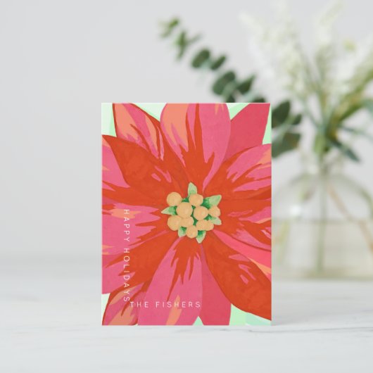 Vet, met de hand geschilderd poinsettia custom des briefkaart (Staand voorkant)