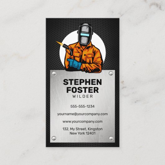 Vet Metaal Lasser Metaal Fabricage Lassenhelm Visitekaartje (Voorkant)