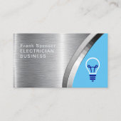 Vet Metallic Blauw & Zilver Elektricien Bedrijf Visitekaartje (Voorkant)