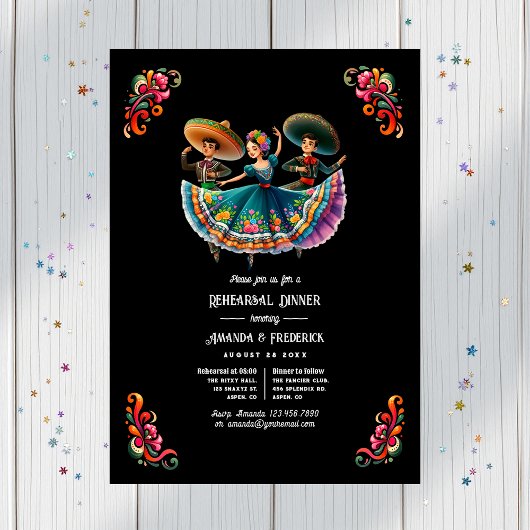 Vet Mexicaans Fiesta Bruiloftsrepetitie Diner Kaart