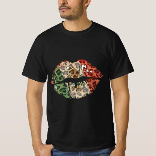 Vet Mexicaanse vlag Lips Design T-shirt (Voorkant)