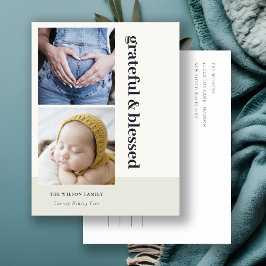 Vet Minimaal 2 Foto Zwart Dankbaar & Gezegend Feestdagenkaart