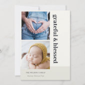 Vet Minimaal 2 Foto Zwart Dankbaar & Gezegend Feestdagenkaart (Voorkant)