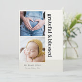 Vet Minimaal 2 Foto Zwart Dankbaar & Gezegend Feestdagenkaart (Staand voorkant)