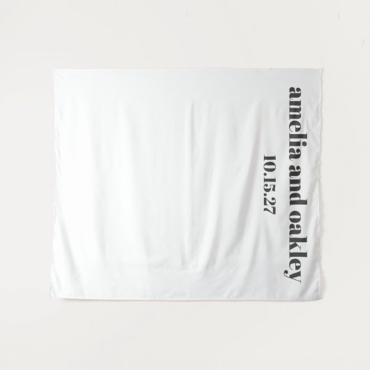 Vet minimaal zwart wit aangepaste bruiloft achterg wandkleed (Voorkant (horizontaal))