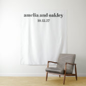 Vet minimaal zwart wit aangepaste bruiloft achterg wandkleed (In situ)