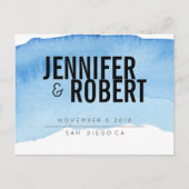 Vet Minimal BLUE waterverf BLACK SAVE THE DATE Aankondigingskaart (Voorkant)