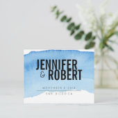 Vet Minimal BLUE waterverf BLACK SAVE THE DATE Aankondigingskaart (Staand voorkant)