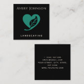 Vet & Minimal Green Leaf Heart Landscaping Lawn Vierkante Visitekaartje (Voorkant / Achterkant)