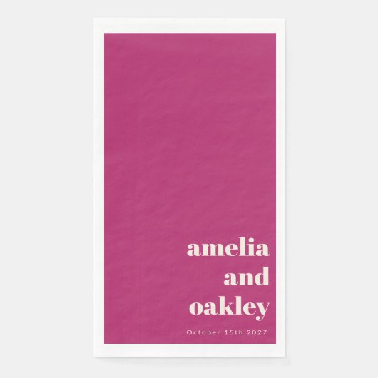 Vet Minimalistisch Berry Retro Aangepaste Bruiloft Servet (Voorkant)