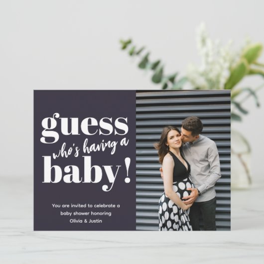 Vet minimalistisch foto-Baby shower Kaart (Staand voorkant)