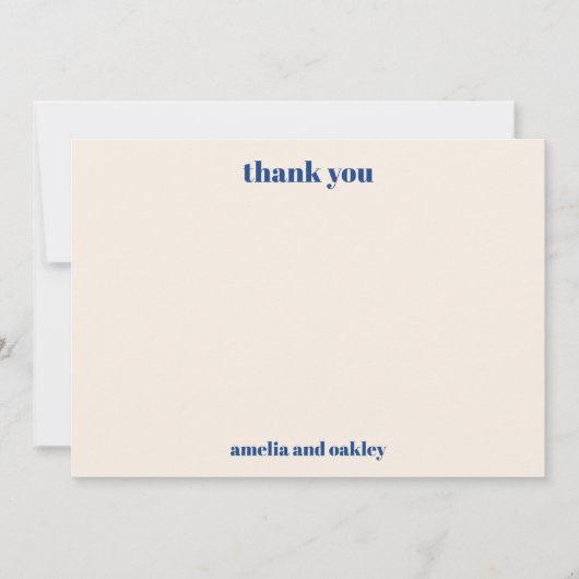 Vet Minimalistisch Frans Blauw Retro Aangepaste Br Bedankkaart (Voorkant)