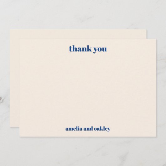 Vet Minimalistisch Frans Blauw Retro Aangepaste Br Bedankkaart (Voorkant / Achterkant)