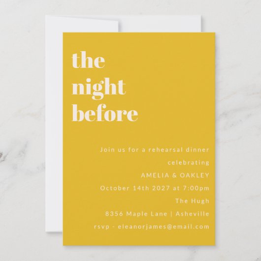 Vet minimalistisch geel eenvoudig repetitie diner kaart (Voorkant)