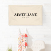 Vet Minimalistisch Luxe Boetiek Donker Ivoor Spandoek (Insitu)