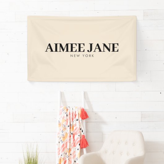 Vet Minimalistisch Luxe Boetiek Donker Ivoor Spandoek (Insitu)