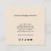 Vet Minimalistisch Luxe Boetiek Donker Ivoor Vierkante Visitekaartje (Achterkant)