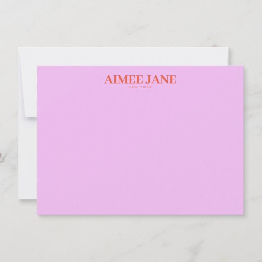 Vet Minimalistisch Luxe Boetiek Roze/Sinaasappel Notitiekaartje (Voorkant)