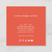 Vet Minimalistisch Luxe Boetiek Roze/Sinaasappel Vierkante Visitekaartje (Achterkant)