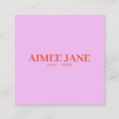 Vet Minimalistisch Luxe Boetiek Roze/Sinaasappel Vierkante Visitekaartje (Voorkant)