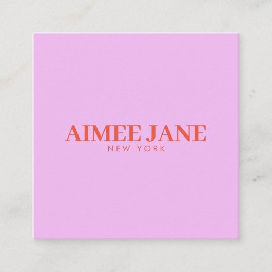 Vet Minimalistisch Luxe Boetiek Roze/Sinaasappel Vierkante Visitekaartje (Voorkant)