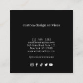 Vet Minimalistisch Luxe Boetiek Zwart/Wit Vierkante Visitekaartje (Achterkant)