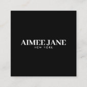 Vet Minimalistisch Luxe Boetiek Zwart/Wit Vierkante Visitekaartje (Voorkant)
