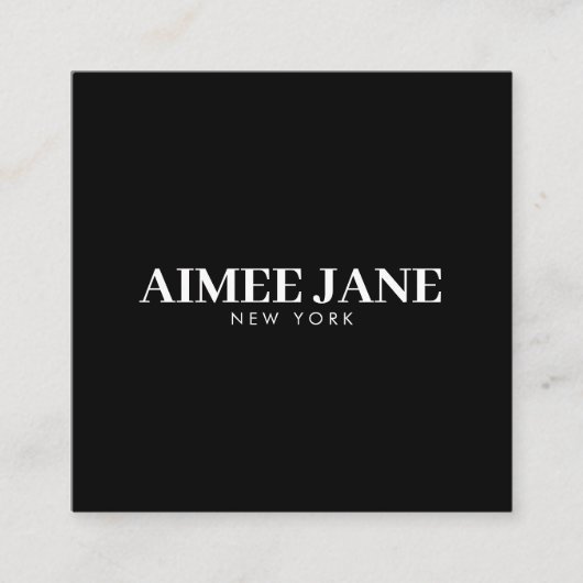 Vet Minimalistisch Luxe Boetiek Zwart/Wit Vierkante Visitekaartje (Voorkant)