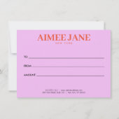 Vet Minimalistisch Luxe Boutique Roze Gift Kaart (Achterkant)