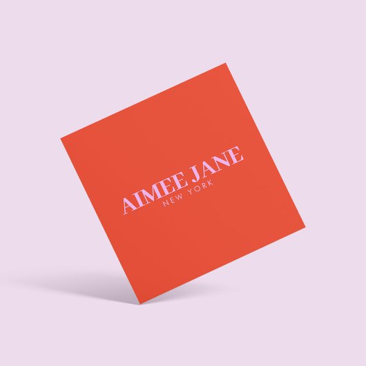 Vet Minimalistisch Luxe Boutique Sinaasappel/Roze Vierkante Visitekaartje