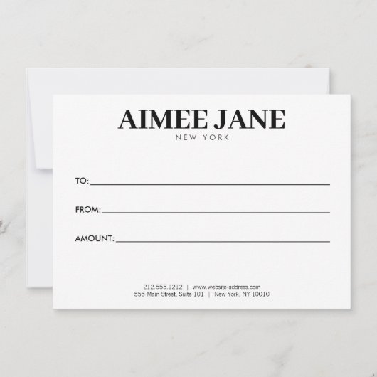 Vet Minimalistisch Luxe Boutique Zwart Cadeau Kaar (Achterkant)