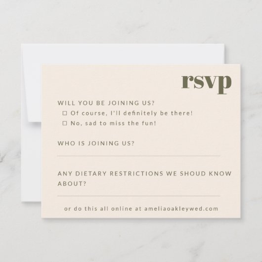 Vet minimalistisch mos Herfst retro aangepaste bru RSVP Kaartje (Voorkant)