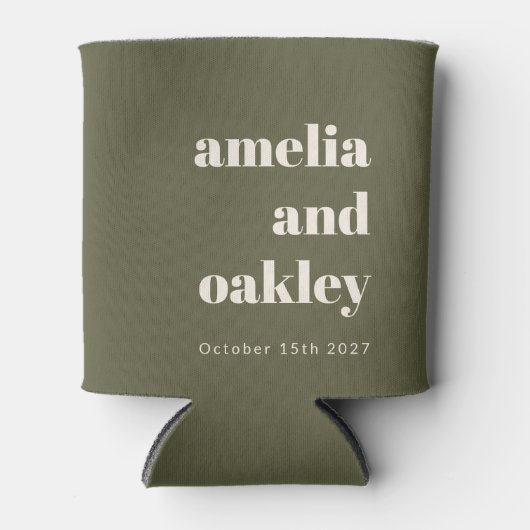 Vet Minimalistisch Olive Herfst Retro Custom Bruil Blikjeskoeler (Voorkant)