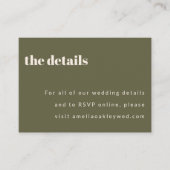 Vet Minimalistisch Olive Herfst Retro Custom Bruil Informatiekaartje (Voorkant)