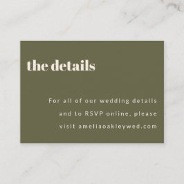 Vet Minimalistisch Olive Herfst Retro Custom Bruil Informatiekaartje
