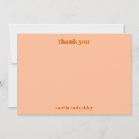 Vet Minimalistisch Perzik Herfst Retro Aangepaste Bedankkaart (Voorkant)