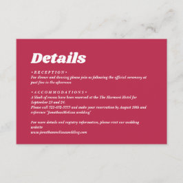 Vet Minimalistisch Retro Viva Magenta Bruiloft Det Informatiekaartje