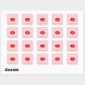 Vet minimalistisch rode lippen Logo make-up arties Vierkante Sticker (Vel)