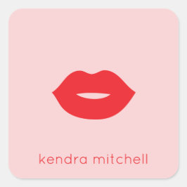 Vet minimalistisch rode lippen Logo make-up arties Vierkante Sticker