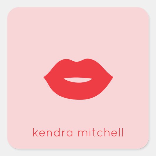 Vet minimalistisch rode lippen Logo make-up arties Vierkante Sticker (Voorkant)