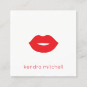 Vet minimalistisch rode lippen Logo make-up arties Vierkante Visitekaartje (Voorkant)
