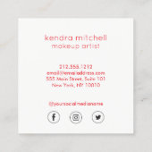 Vet minimalistisch rode lippen Logo make-up arties Vierkante Visitekaartje (Achterkant)