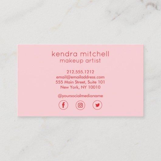 Vet minimalistisch rode lippen Logo make-up arties Visitekaartje (Achterkant)