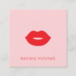 Vet Minimalistisch Rood Lippen Logo Make-up Arties Vierkante Visitekaartje