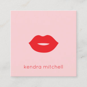 Vet Minimalistisch Rood Lippen Logo Make-up Arties Vierkante Visitekaartje