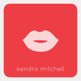 Vet minimalistisch roze lippen Logo make-up arties Vierkante Sticker