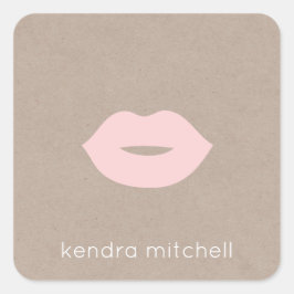 Vet minimalistisch roze lippen Logo make-up arties Vierkante Sticker